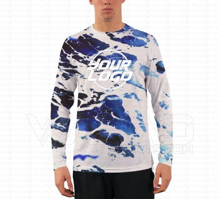 UV Protection Custom Sublimation Men Performance Fishing Hunting Water Camo Shirts